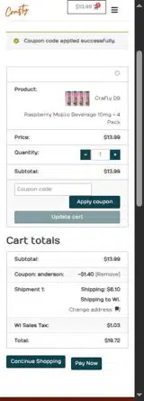 anderson coupon verification screenshot