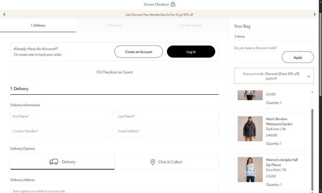 Craghoppers checkout page showing Craghoppers discount code box | Screenshot taken by SimplyCodes community member on Sep 10, 2025