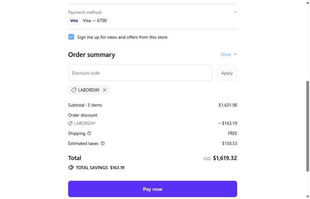 Crandall Office Furniture checkout page showing Crandall Office Furniture discount code box | Screenshot taken by SimplyCodes community member on Aug 26, 2025