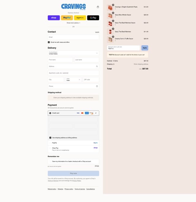 Cravings by Chrissy Teigen checkout page showing Cravings by Chrissy Teigen promo code box | Screenshot taken by SimplyCodes community member on Sep 6, 2025