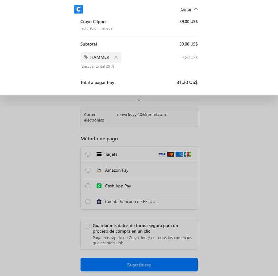 Crayo checkout page showing Crayo promo code box | Screenshot taken by SimplyCodes community member on Apr 27, 2025