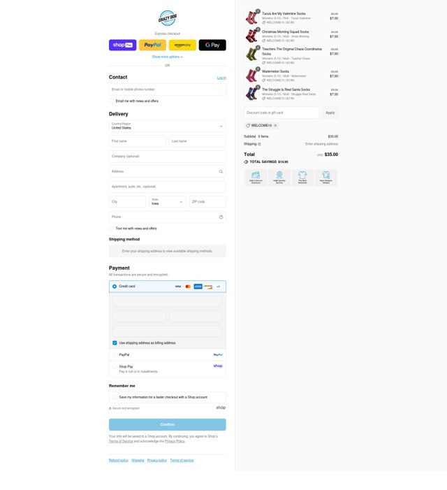 Crazy Dog Tshirts checkout page showing Crazy Dog Tshirts coupon code box | Screenshot taken by SimplyCodes community member on Aug 25, 2025
