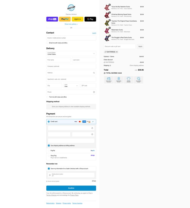 Crazy Dog Tshirts checkout page showing Crazy Dog Tshirts coupon code box | Screenshot taken by SimplyCodes community member on Aug 25, 2025