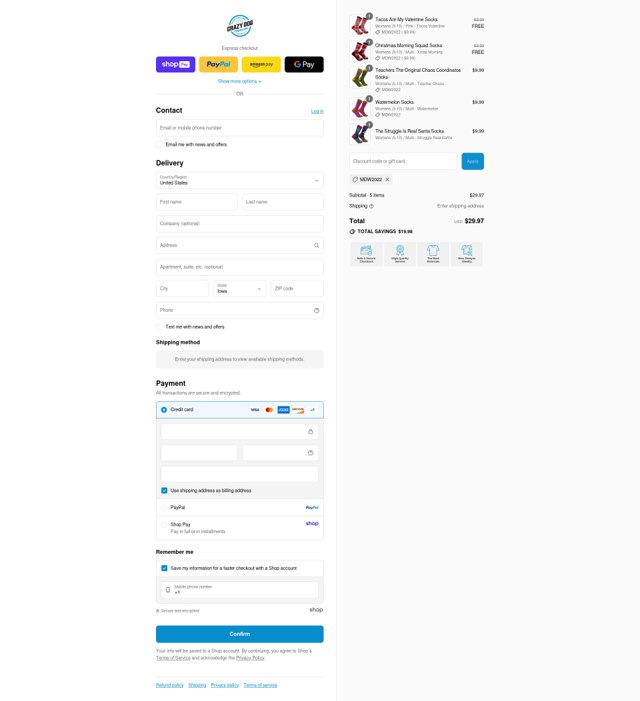 Crazy Dog Tshirts checkout page showing Crazy Dog Tshirts coupon code box | Screenshot taken by SimplyCodes community member on Aug 25, 2025