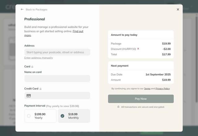 Create checkout page showing Create promo code box | Screenshot taken by SimplyCodes community member on Aug 1, 2025