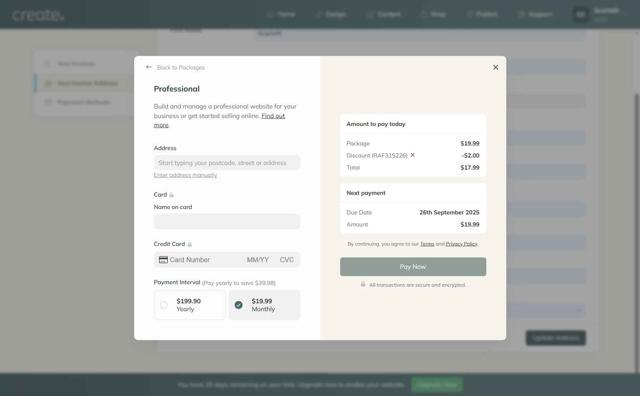 Create checkout page showing Create promo code box | Screenshot taken by SimplyCodes community member on Aug 26, 2025