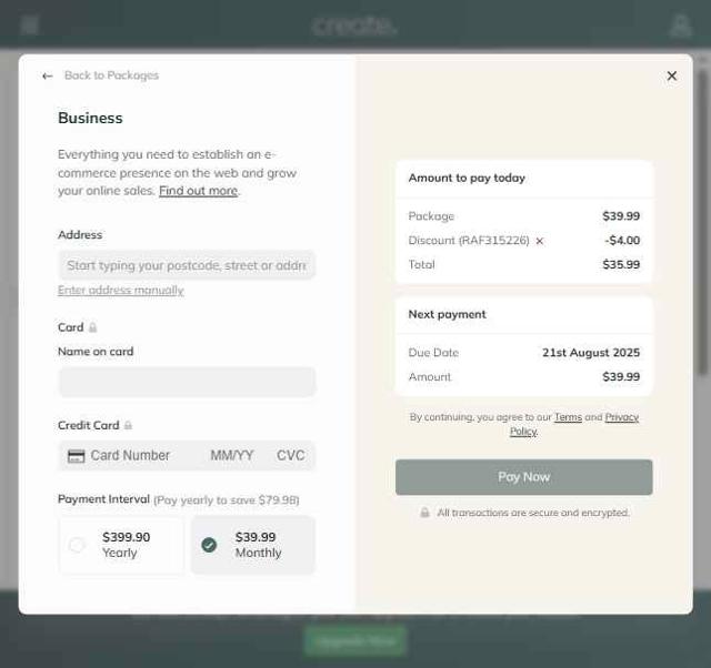 Create checkout page showing Create promo code box | Screenshot taken by SimplyCodes community member on Jul 21, 2025
