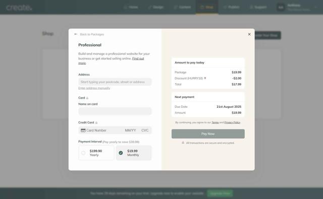 Create checkout page showing Create promo code box | Screenshot taken by SimplyCodes community member on Jul 21, 2025