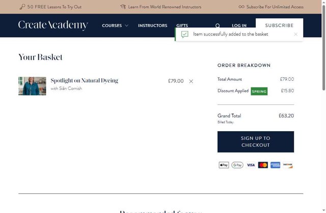 Create Academy checkout page showing Create Academy discount code box | Screenshot taken by SimplyCodes community member on May 25, 2025
