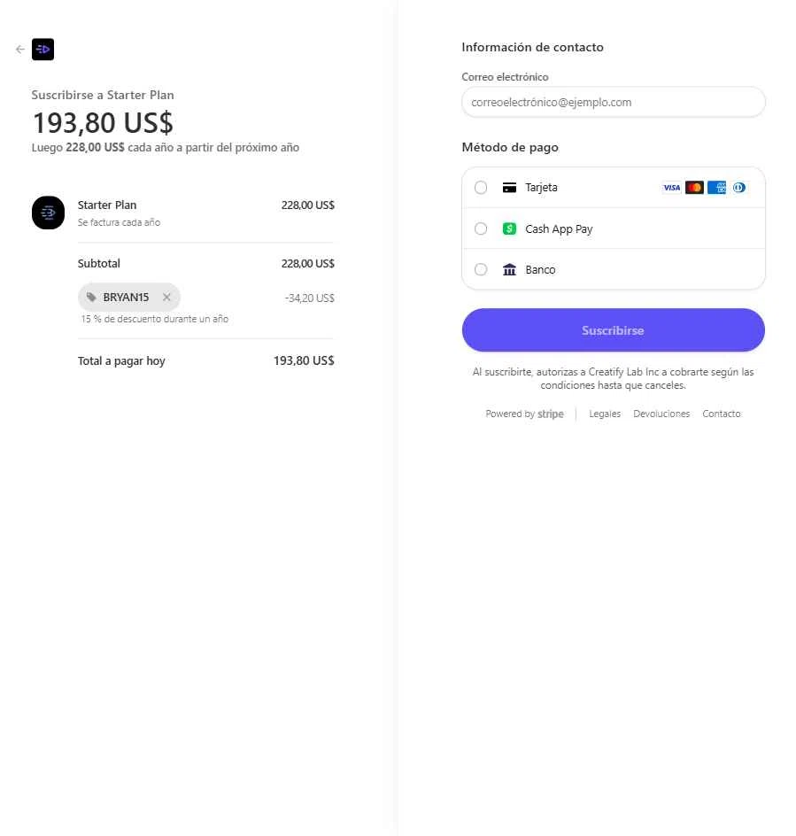 Creatify AI checkout page showing Creatify AI coupon code box | Screenshot taken by SimplyCodes community member on Nov 28, 2025