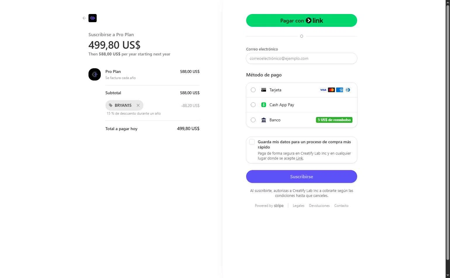 Creatify AI checkout page showing Creatify AI coupon code box | Screenshot taken by SimplyCodes community member on Sep 2, 2025