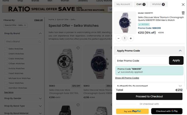 CreationWatches checkout page showing CreationWatches promo code box | Screenshot taken by SimplyCodes community member on Aug 26, 2025