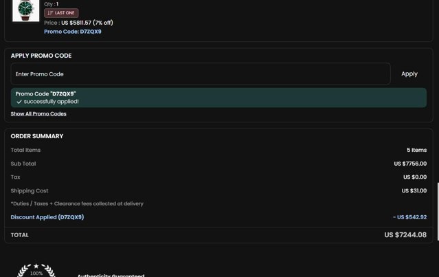 CreationWatches checkout page showing CreationWatches promo code box | Screenshot taken by SimplyCodes community member on Sep 4, 2025