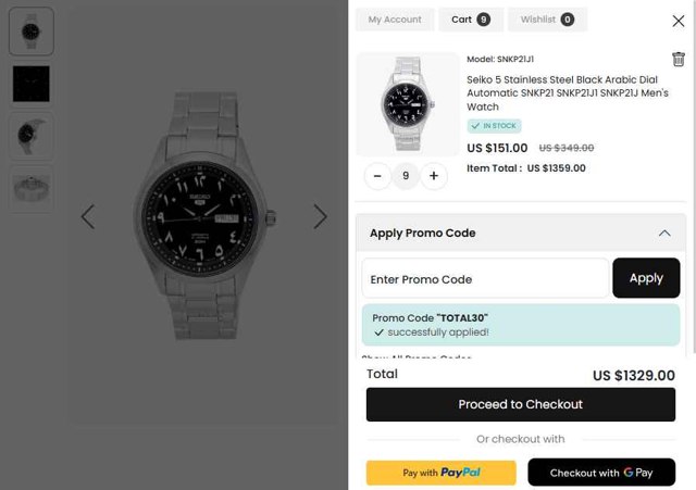 CreationWatches checkout page showing CreationWatches promo code box | Screenshot taken by SimplyCodes community member on Sep 3, 2025