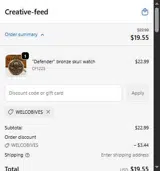 Creative Feed coupon verification screenshot