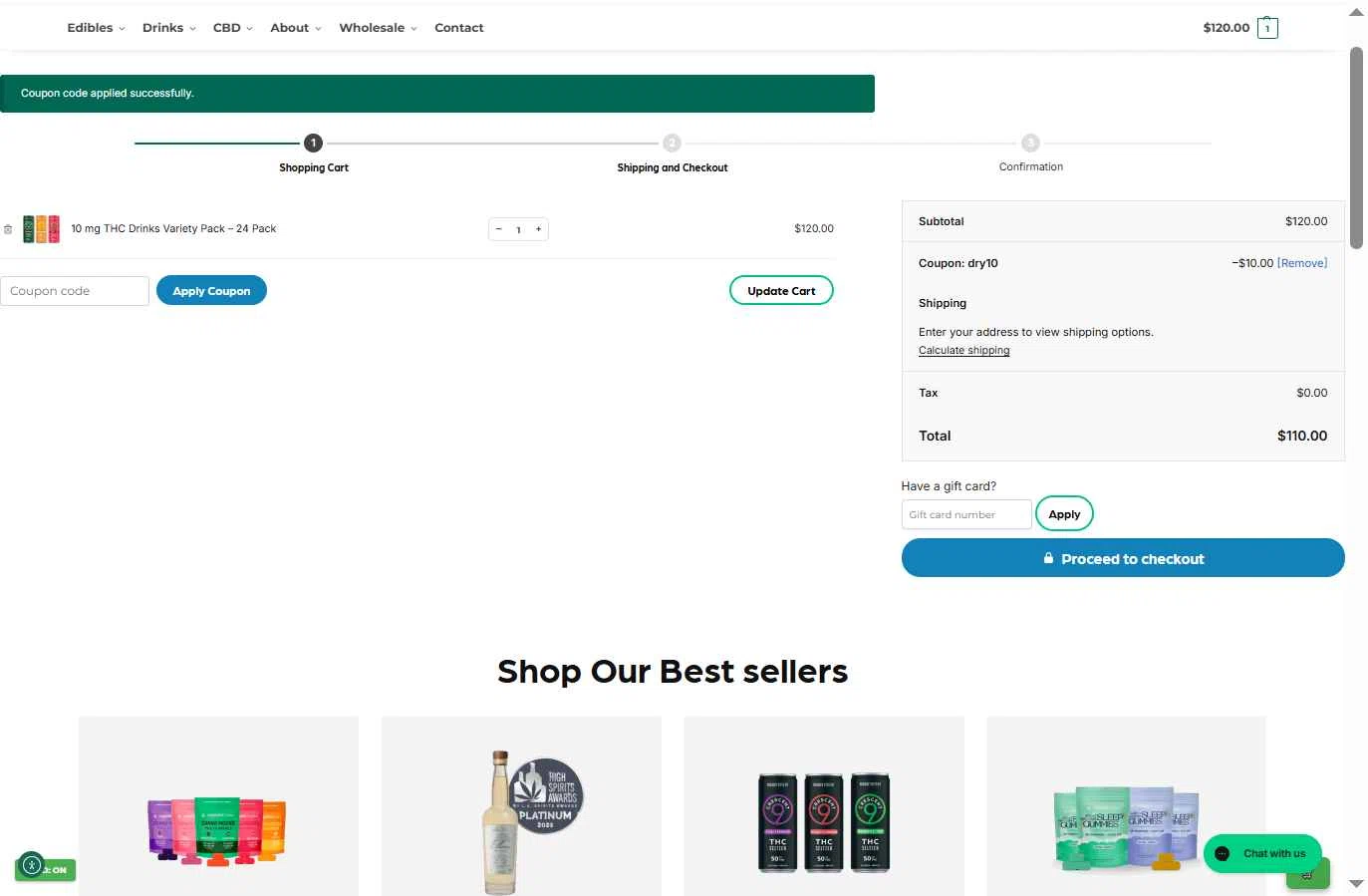 Crescent Canna checkout page showing Crescent Canna coupon code box | Screenshot taken by SimplyCodes community member on Jan 14, 2026