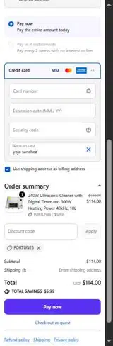 FORTUNE5 coupon verification screenshot
