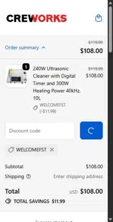 WELCOMEFST coupon verification screenshot
