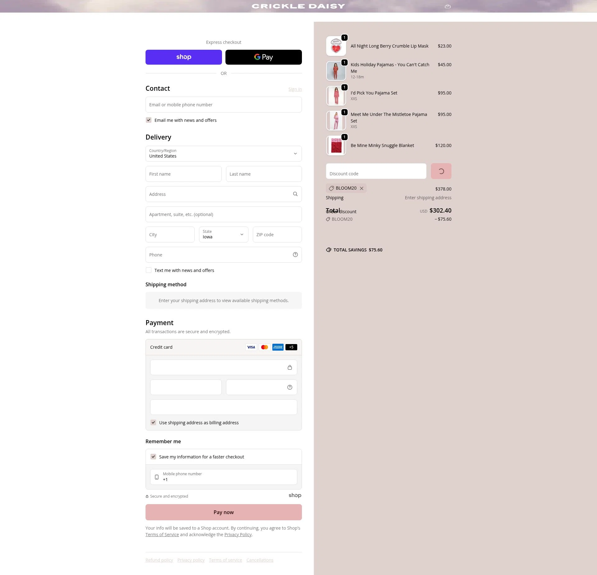 Crickle Daisy checkout page showing Crickle Daisy promo code box | Screenshot taken by SimplyCodes community member on Dec 28, 2025
