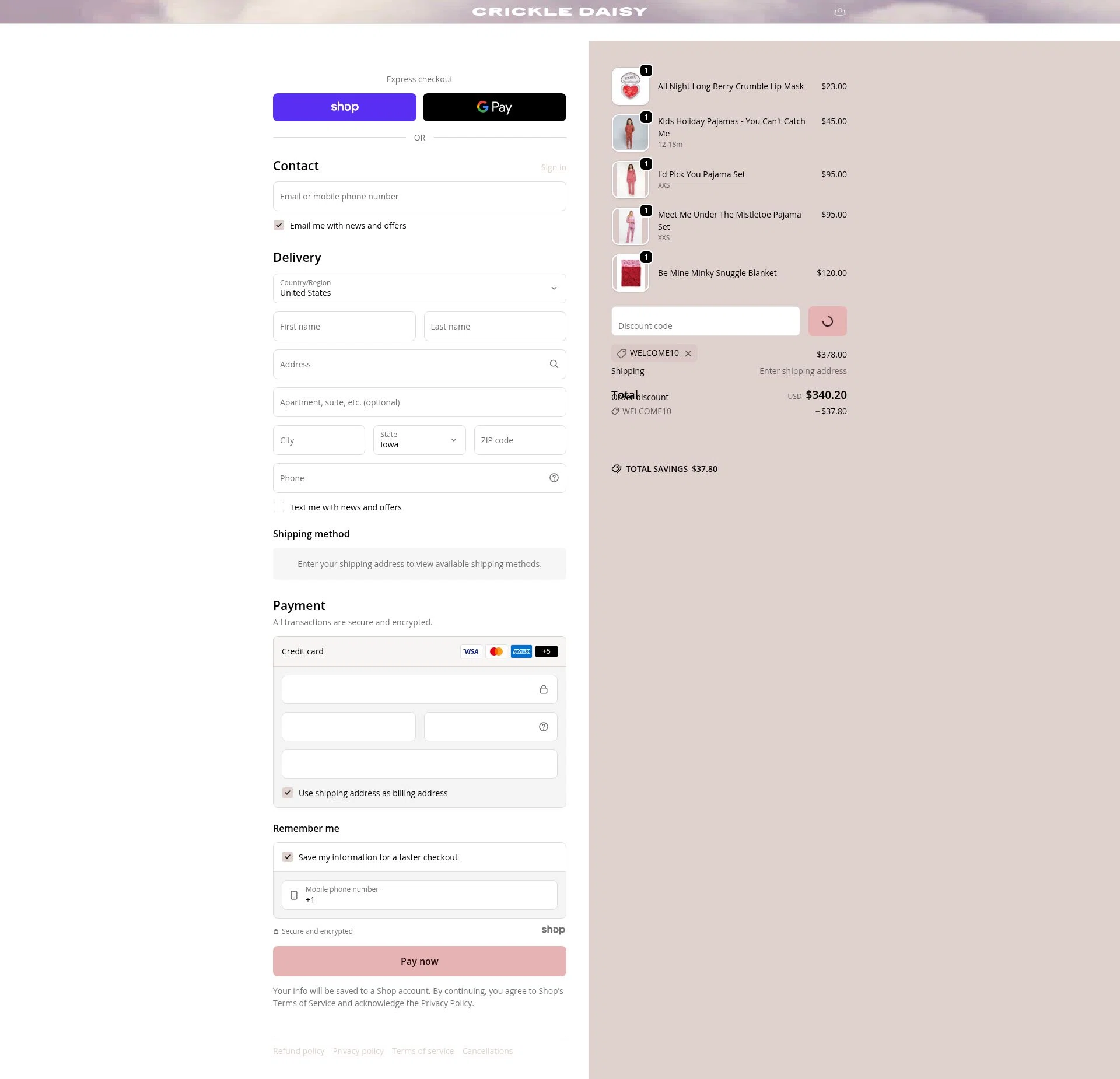 Crickle Daisy checkout page showing Crickle Daisy promo code box | Screenshot taken by SimplyCodes community member on Dec 23, 2025