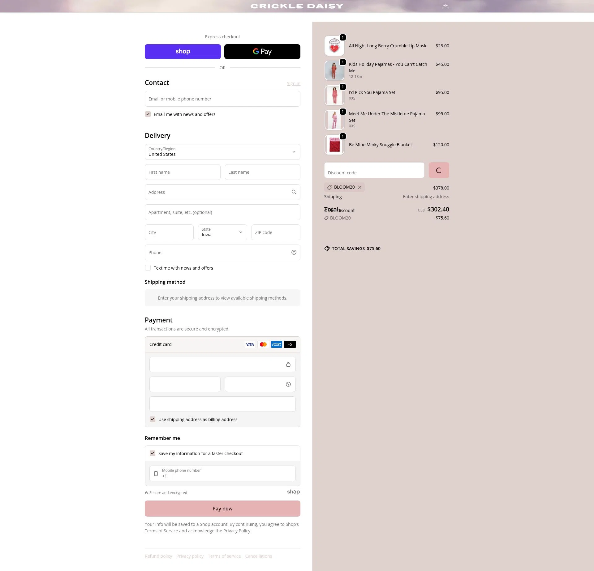 Crickle Daisy checkout page showing Crickle Daisy promo code box | Screenshot taken by SimplyCodes community member on Dec 16, 2025