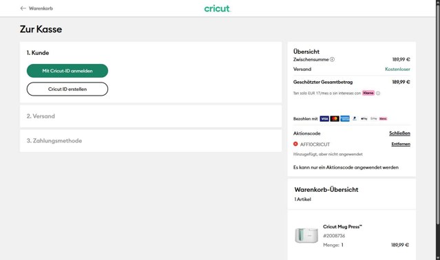 Cricut checkout page showing Cricut coupon code box | Screenshot taken by SimplyCodes community member on Sep 4, 2025