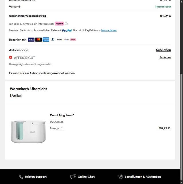Cricut checkout page showing Cricut coupon code box | Screenshot taken by SimplyCodes community member on Sep 30, 2025