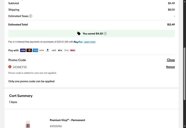 Cricut checkout page showing Cricut coupon code box | Screenshot taken by SimplyCodes community member on Aug 29, 2025