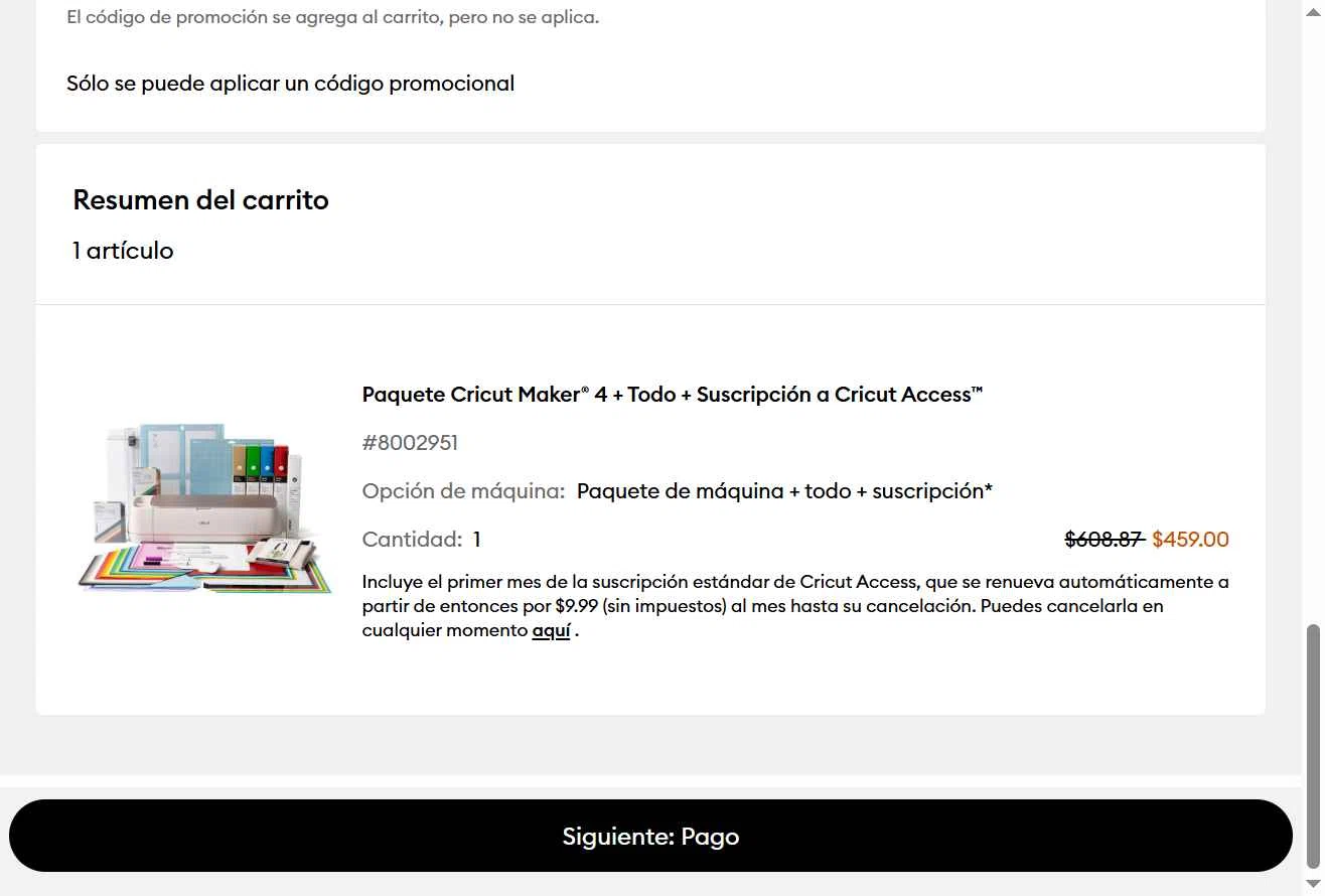 Cricut checkout page showing Cricut coupon code box | Screenshot taken by SimplyCodes community member on Feb 7, 2026