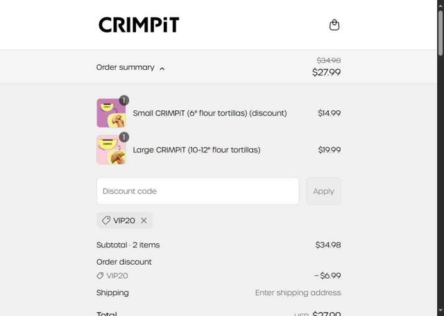 CRIMPiT USA checkout page showing CRIMPiT USA promo code box | Screenshot taken by SimplyCodes community member on Jul 28, 2025