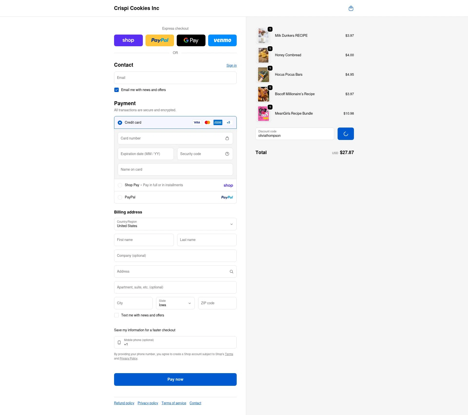 CRISPI checkout page showing CRISPI discount code box | Screenshot taken by SimplyCodes community member on Feb 3, 2026