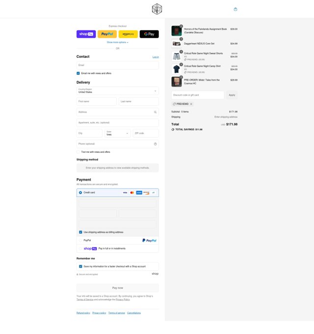 Critical Role checkout page showing Critical Role discount code box | Screenshot taken by SimplyCodes community member on Jul 27, 2025