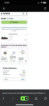 Crocs coupon verification screenshot