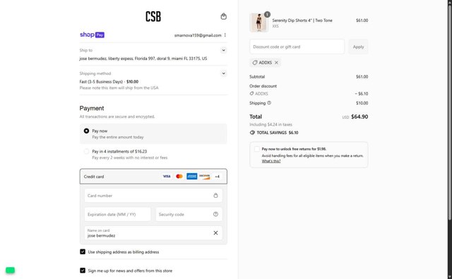 Crop Shop Boutique US checkout page showing Crop Shop Boutique US promo code box | Screenshot taken by SimplyCodes community member on Aug 24, 2025