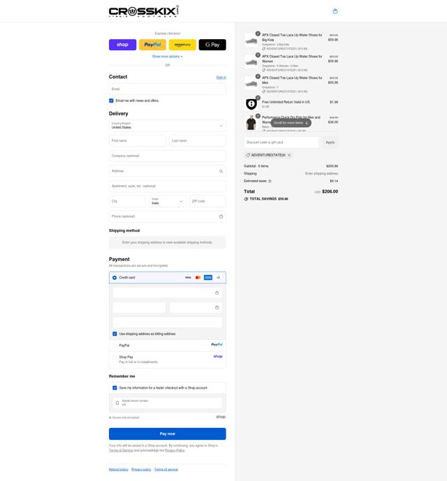 Crosskix checkout page showing Crosskix discount code box | Screenshot taken by SimplyCodes community member on Sep 12, 2025