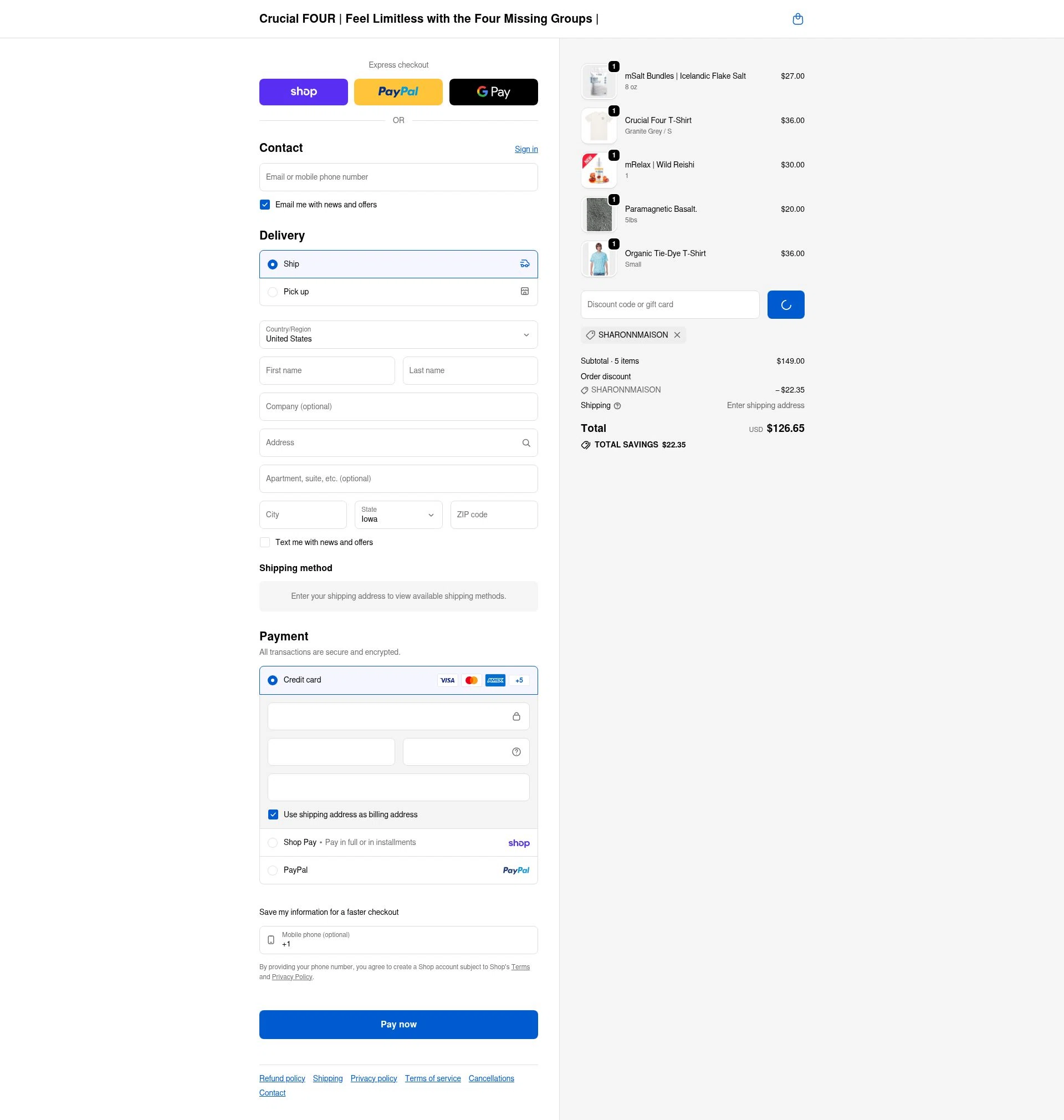 Crucial FOUR checkout page showing Crucial FOUR discount code box | Screenshot taken by SimplyCodes community member on Feb 12, 2026