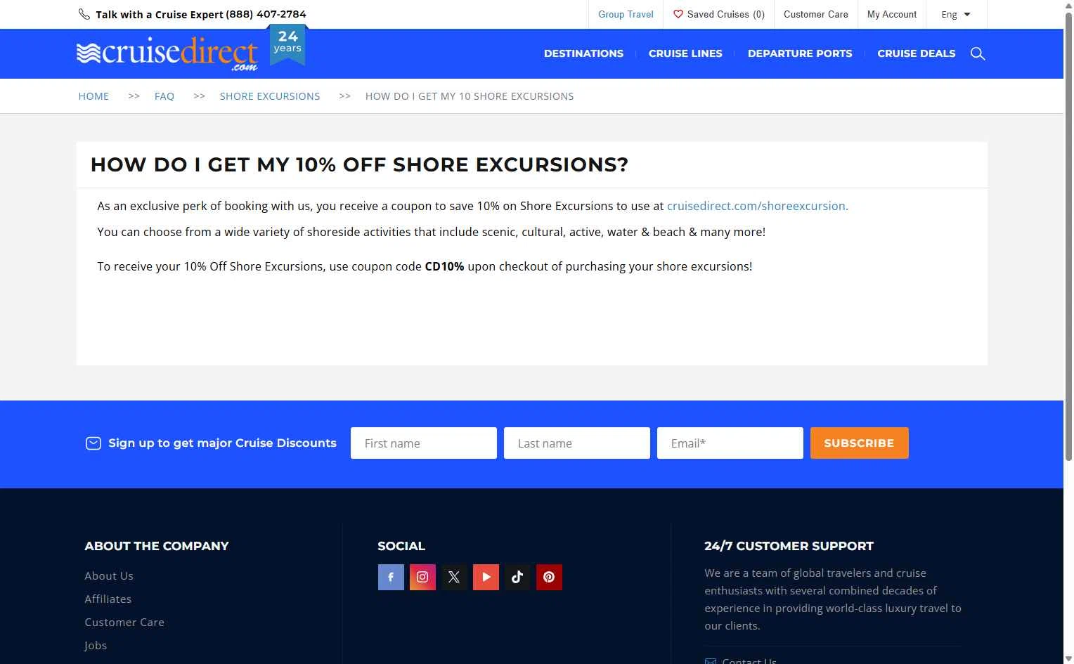 CruiseDirect checkout page showing CruiseDirect promo code box | Screenshot taken by SimplyCodes community member on Oct 27, 2025