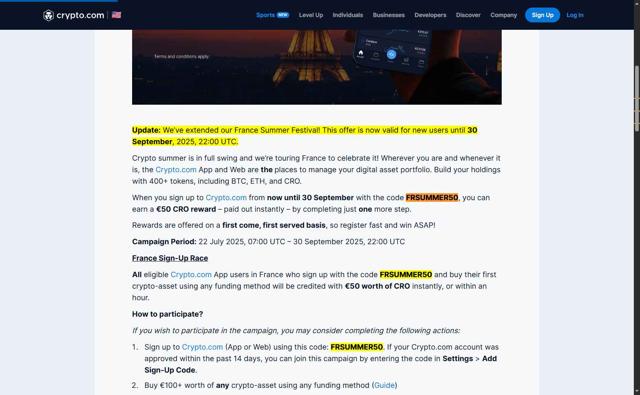 Crypto.com checkout page showing Crypto.com promo code box | Screenshot taken by SimplyCodes community member on Sep 2, 2025