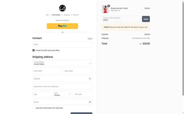 CRZ YOGA checkout page showing CRZ YOGA discount code box | Screenshot taken by SimplyCodes community member on Jul 3, 2025
