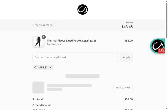 CRZ YOGA checkout page showing CRZ YOGA discount code box | Screenshot taken by SimplyCodes community member on Jul 29, 2025