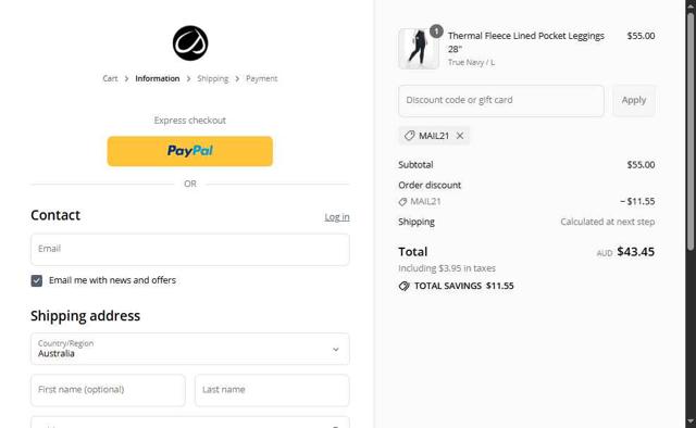 CRZ YOGA checkout page showing CRZ YOGA discount code box | Screenshot taken by SimplyCodes community member on Jul 17, 2025