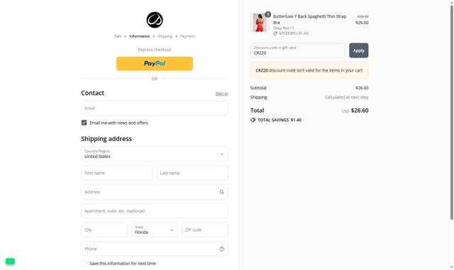 CRZ YOGA checkout page showing CRZ YOGA discount code box | Screenshot taken by SimplyCodes community member on Sep 9, 2025
