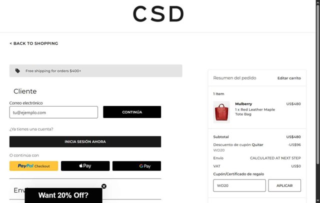 CSD checkout page showing CSD promo code box | Screenshot taken by SimplyCodes community member on Aug 19, 2025