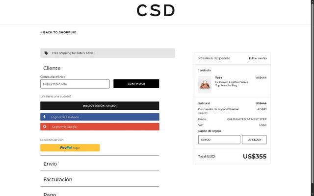 CSD checkout page showing CSD promo code box | Screenshot taken by SimplyCodes community member on Aug 22, 2025