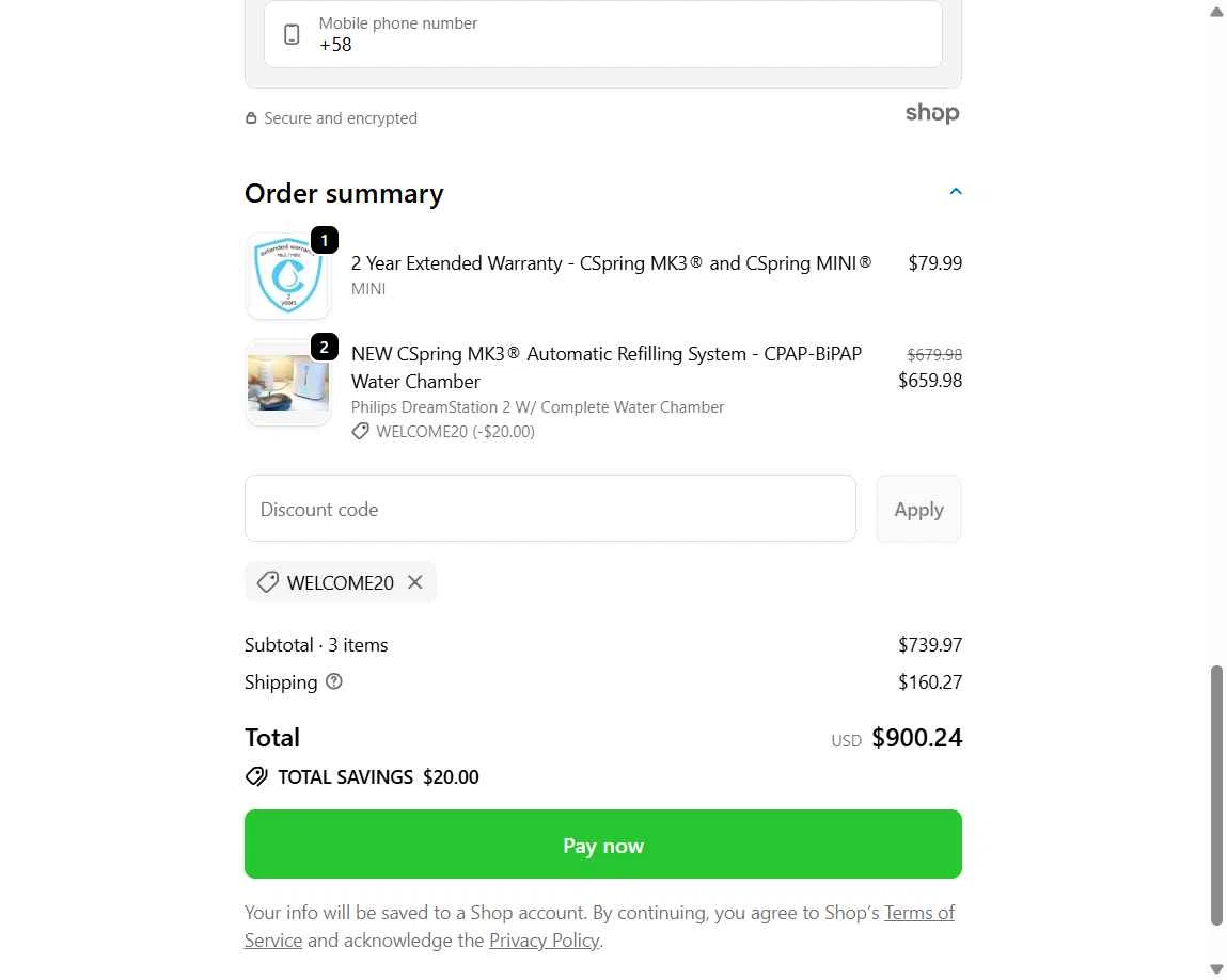 Cspring checkout page showing Cspring discount code box | Screenshot taken by SimplyCodes community member on Jan 1, 2026