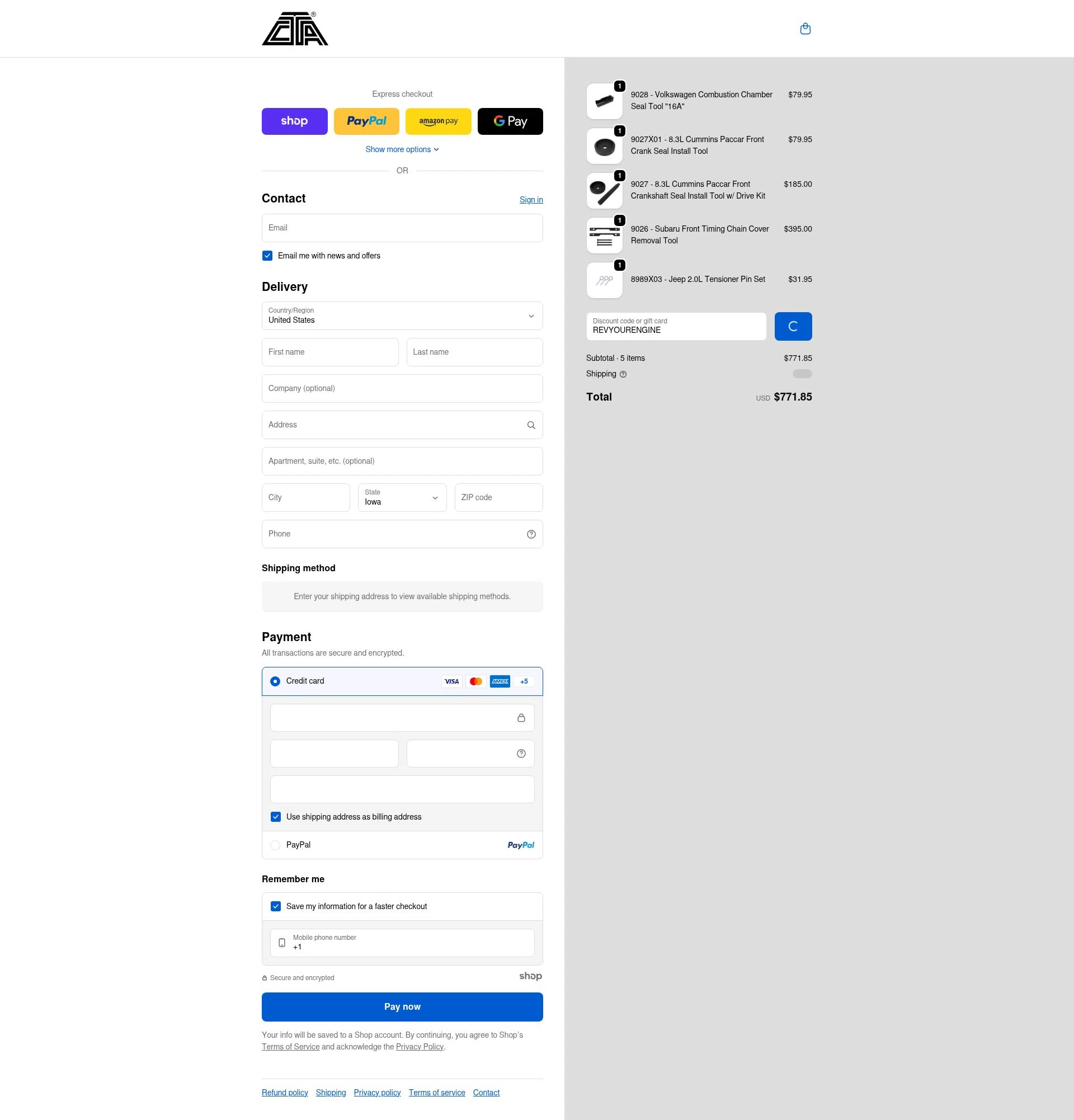 CTA Manufacturing checkout page showing CTA Manufacturing promo code box | Screenshot taken by SimplyCodes community member on Jan 11, 2026