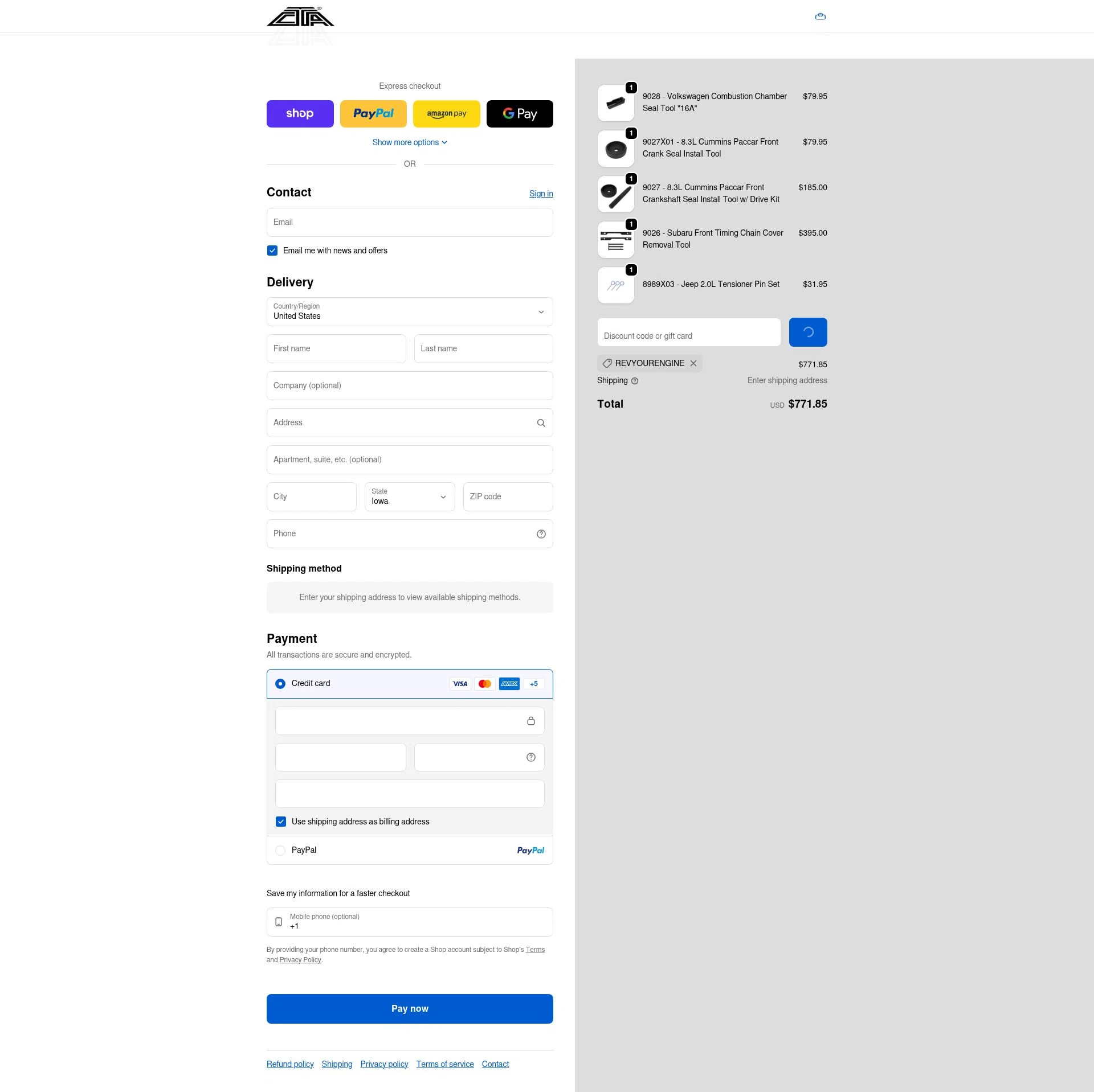 CTA Manufacturing checkout page showing CTA Manufacturing promo code box | Screenshot taken by SimplyCodes community member on Feb 7, 2026