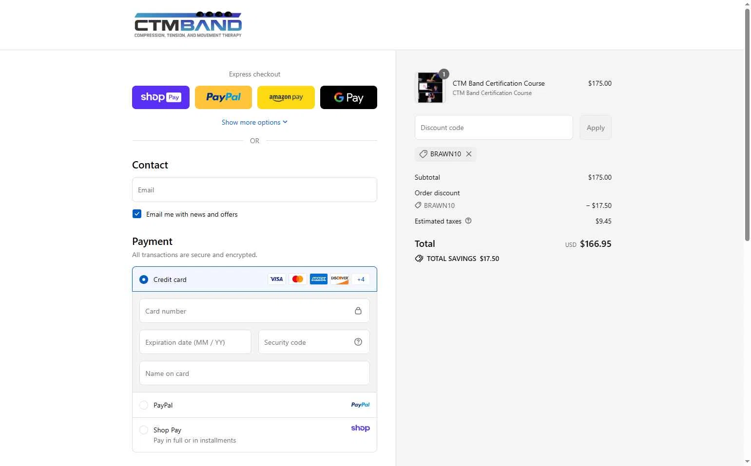 CTM Band checkout page showing CTM Band promo code box | Screenshot taken by SimplyCodes community member on Aug 21, 2025