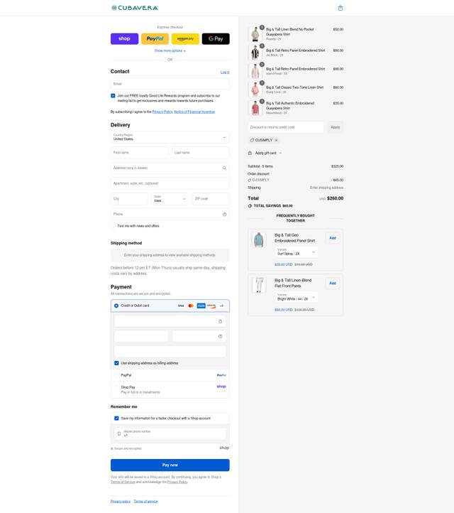 Cubavera checkout page showing Cubavera discount code box | Screenshot taken by SimplyCodes community member on Aug 31, 2025