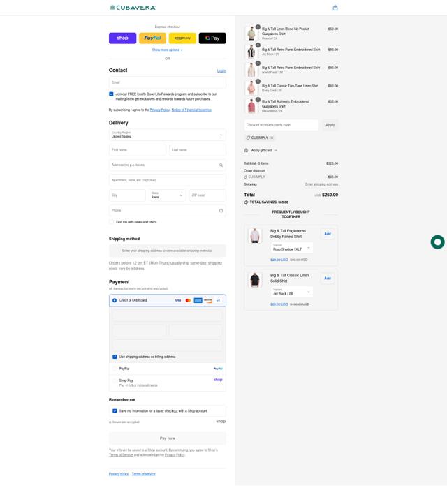 Cubavera checkout page showing Cubavera discount code box | Screenshot taken by SimplyCodes community member on Sep 4, 2025